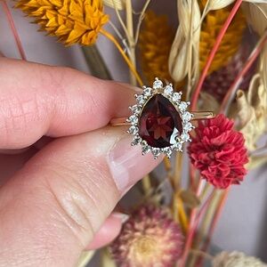 Garnet Halo Ring